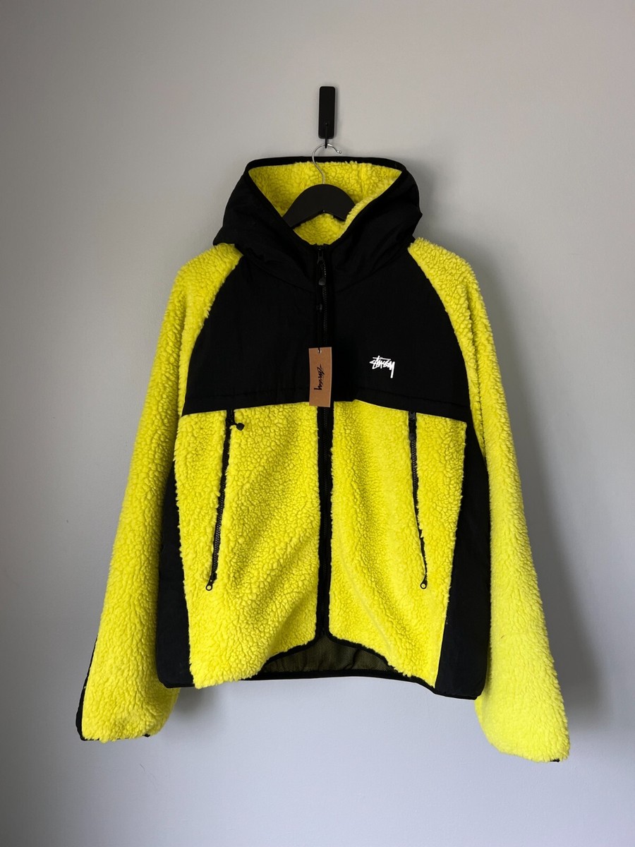 Stussy Sherpa Paneled Hooded Jacket - Size XL - Lime - NEW Stussy Sherpa Paneled Hooded Jacket - Size XL - Lime - NEW