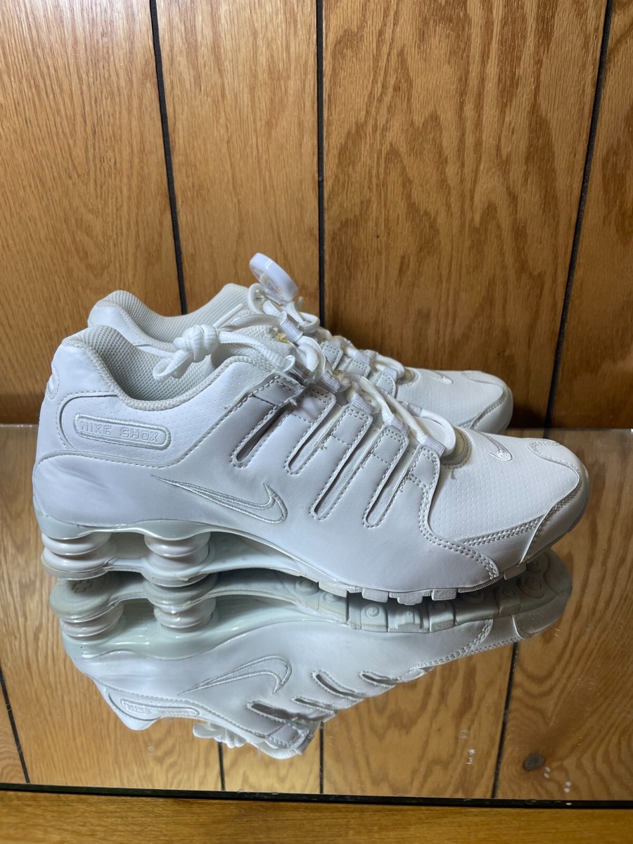 Nike Shox NZ Shoes Mens Size 8 Triple White Leather Athletic