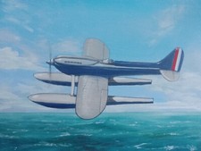 Original Painting, Aviation Art 'Supermarine S6b Seaplane ' 16x12" on art board