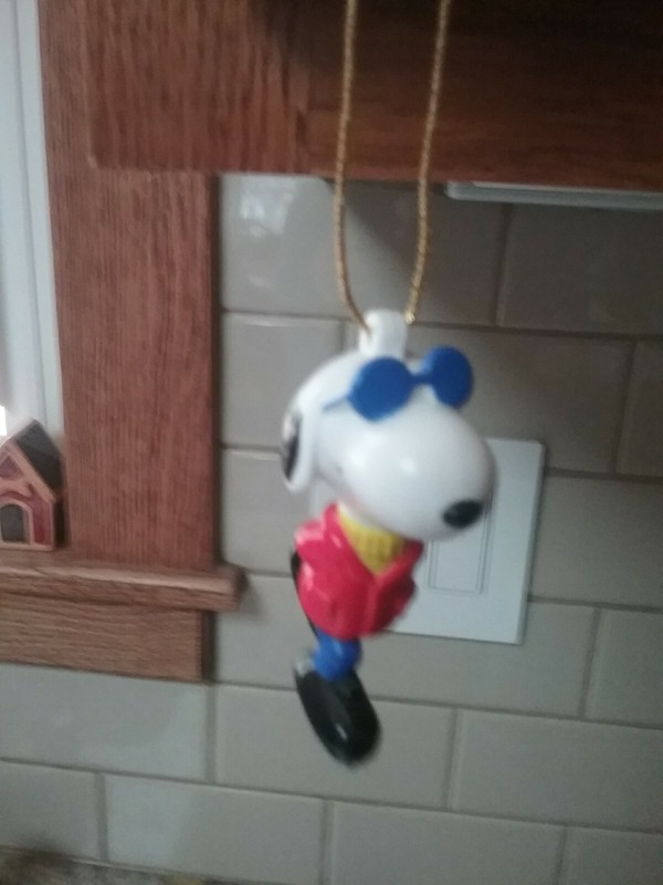 Snoopy With Sun Glasses On Ice Skates Ornament.  Excellent Condition