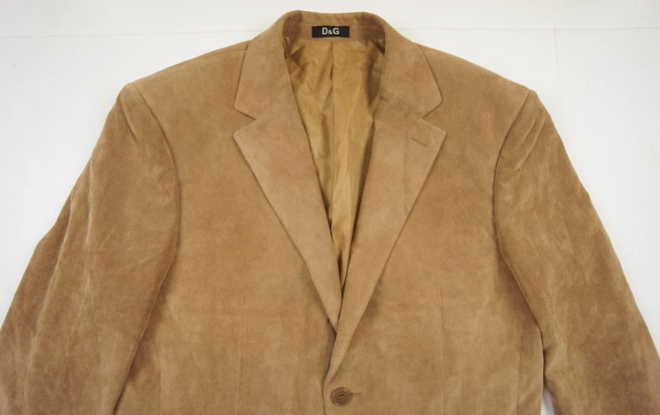 Chaqueta Vintage Dolce & Gabbana Hombres 52 Italia Marrón Blazer Micro Pana Abrigo Foto 2 de 4