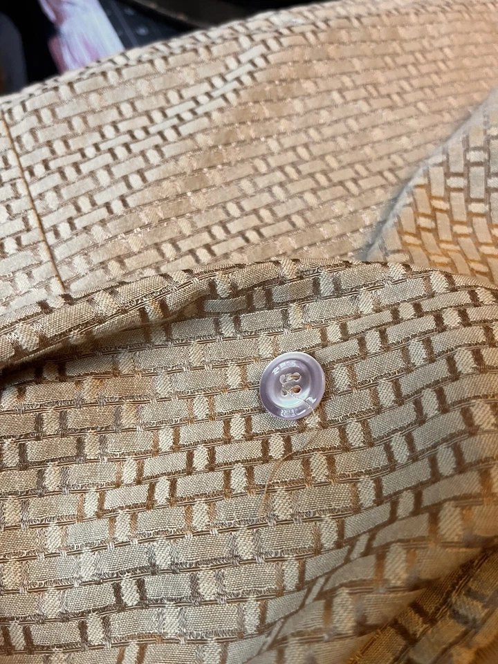 Edredón reversible Charter Club King hojas de palma botánicas beige dorado lujo Foto 4 de 4