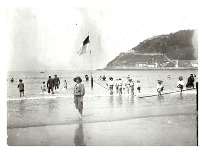 Tirage Argentique Vintage "A La Plage" - Circa 1931 - Format 5x8 Cm - Épreuve D'époque