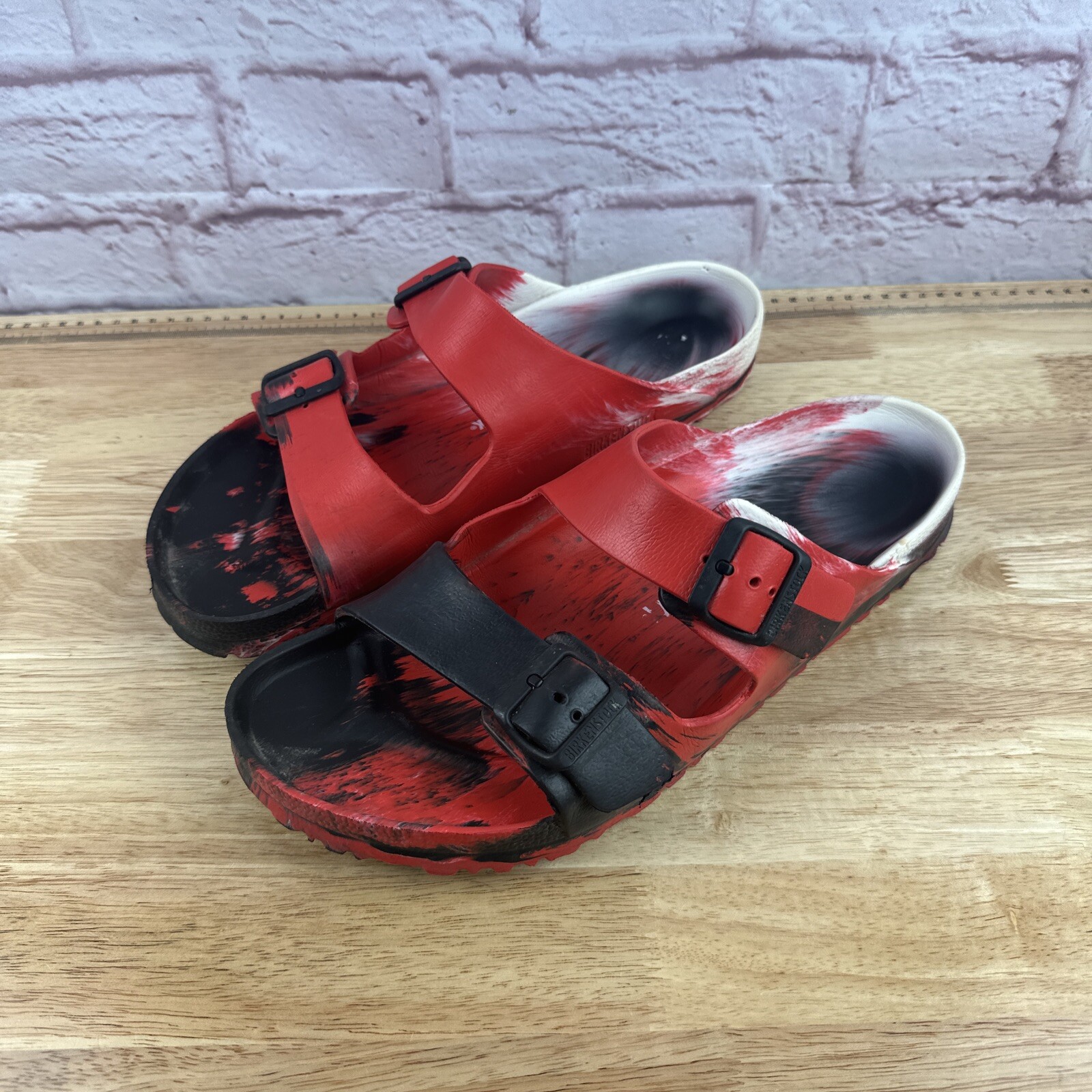 Birkenstock Arizona EVA Multi Color Black White Red Mens Size 13