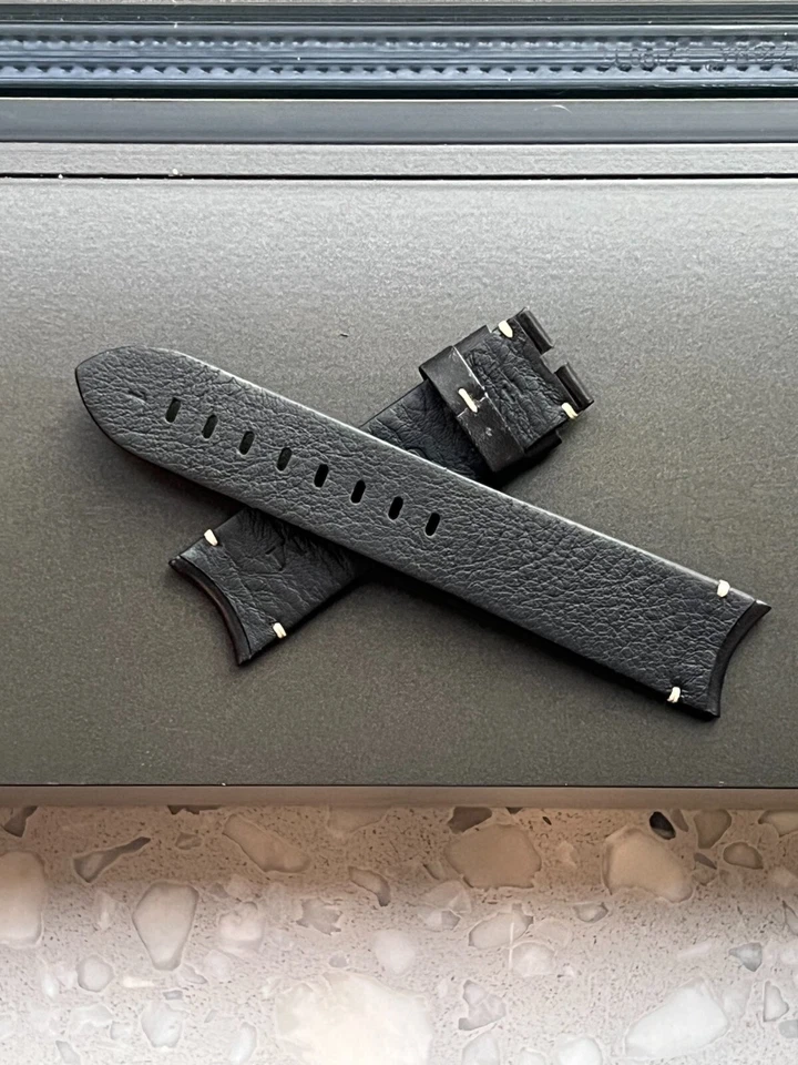 Nueva correa de reloj de cuero negro de repuesto genuino para Graham Chronofighter Foto 4 de 4