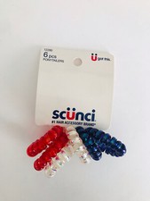 Scunci Hair Accessories Spiral Hair Ties Red/White/Blue 6 pcs 12280