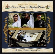 PALAU, SCOTT # 1386, MNH MINI SHEET OF PRINCE HENRY & MEGHAN MARKLE WEDDING 2018