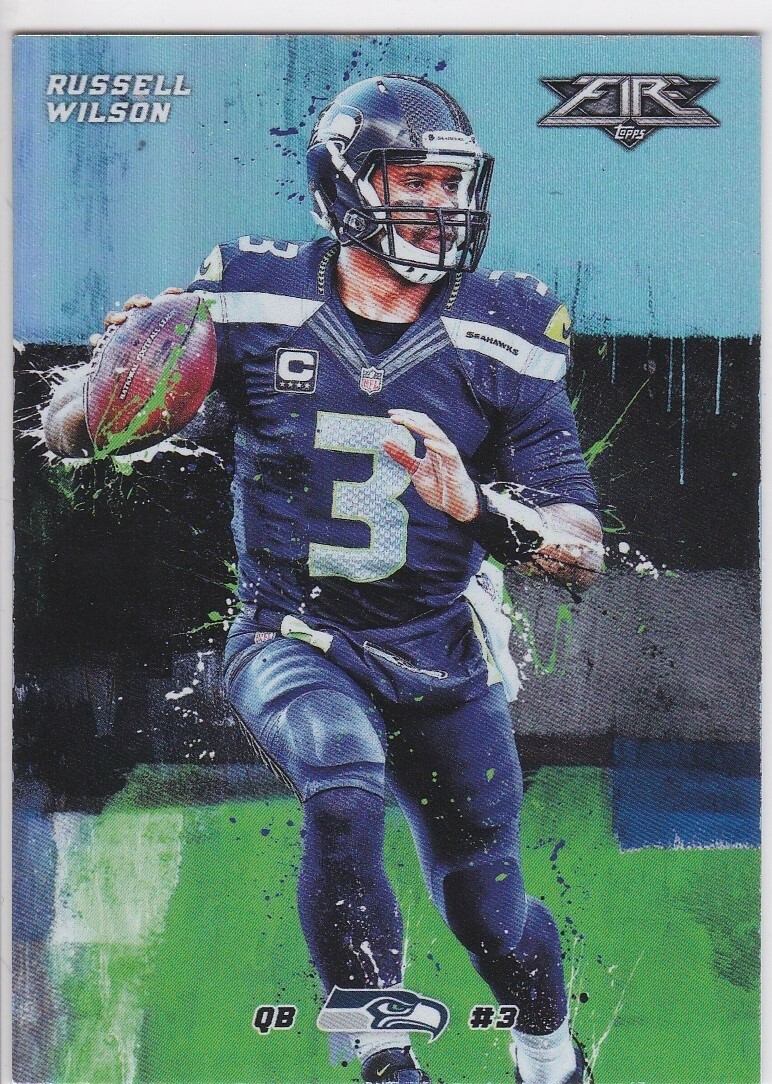 RUSSELL WILSON Topps Fire FOIL INSERT FOOTBALL CARD Seattle Seahawks HOT LE!