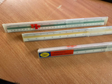 THREE X Deluxe Pro 12" 300mm Tri-Scale Metal Architect Engineer Rule 100 to 500