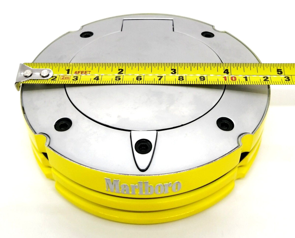 Marlboro Ashtray Metal with Hinged Lid Yellow Silver Ferrari Rare