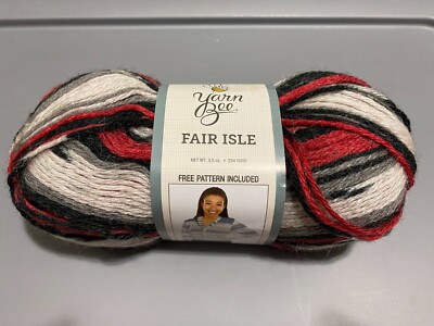 Hobby Lobby Yarn Bee Fair Isle Yarn - Red/Black/Multi - NEW - FREE US Shipping