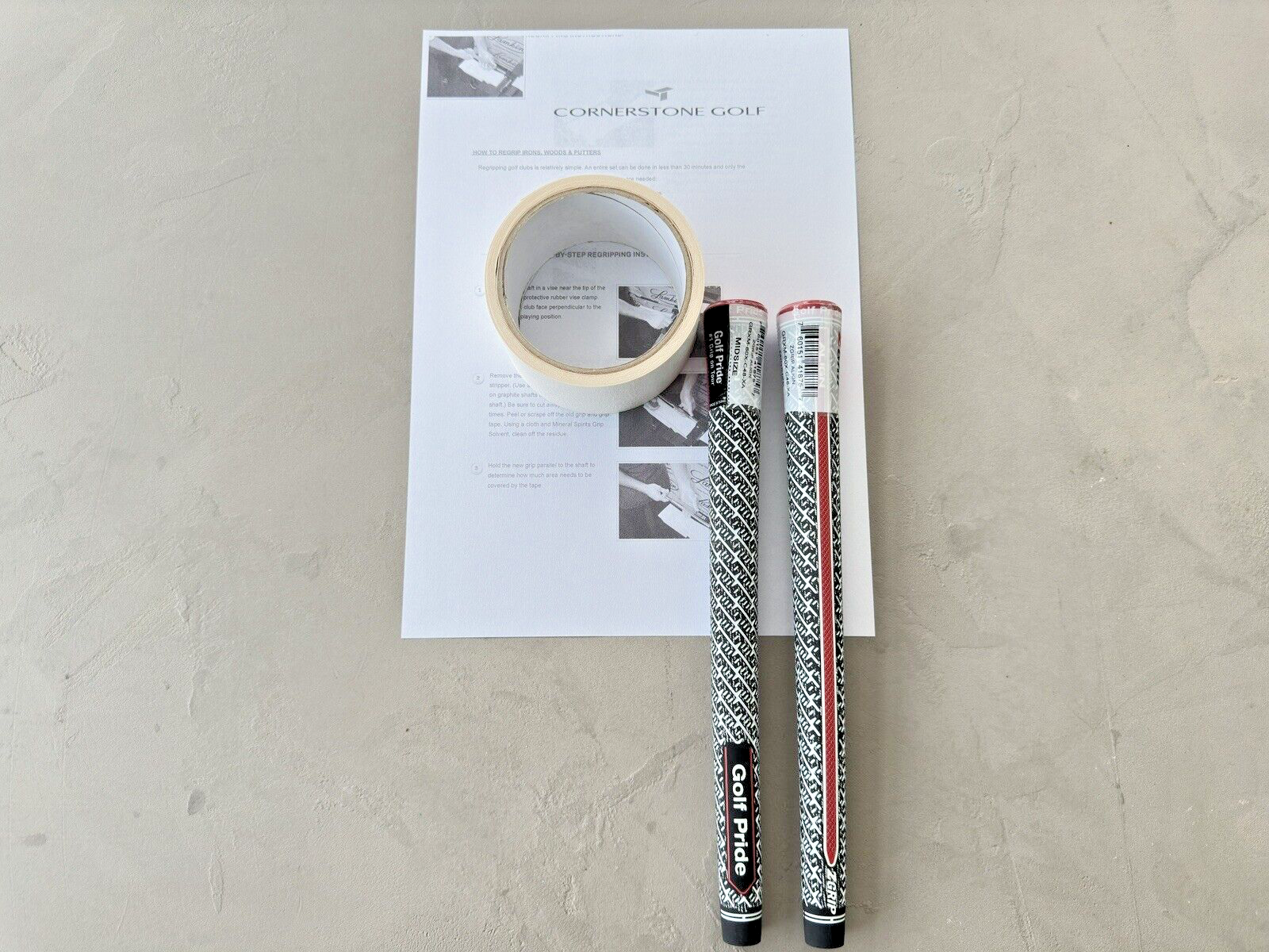 Golf Pride Z-Grip Cord Align MIDSIZE Golf Grips x 2 + Tour Tape & instructions