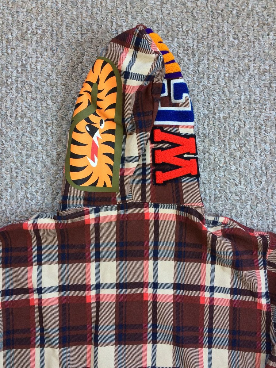 Bape 15th Anniversary Plaid Shark Full Zip Hoodie | eBay
