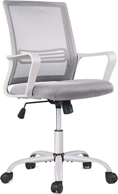 Office Chair - Ergonomic Mid Back Mesh Swivel Roll Desk Adjustable Height, GRAY