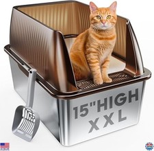 Tripamin 15  XL Stainless Steel Cat Litter Box Enclosure, XXL Stainless Steel