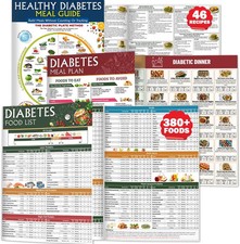 3 PCS Diabetes Food List and Meal Planner   Laminated Diabetic Diet Chart for Ty