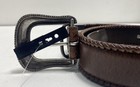Wrangler Men's Brown Western Leather Belt Engraved Silver Buckle Braided Sz 40 — photo 6