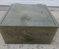 Antique Victor Fire Proof Strong Box Safe Key Included Very Heavy