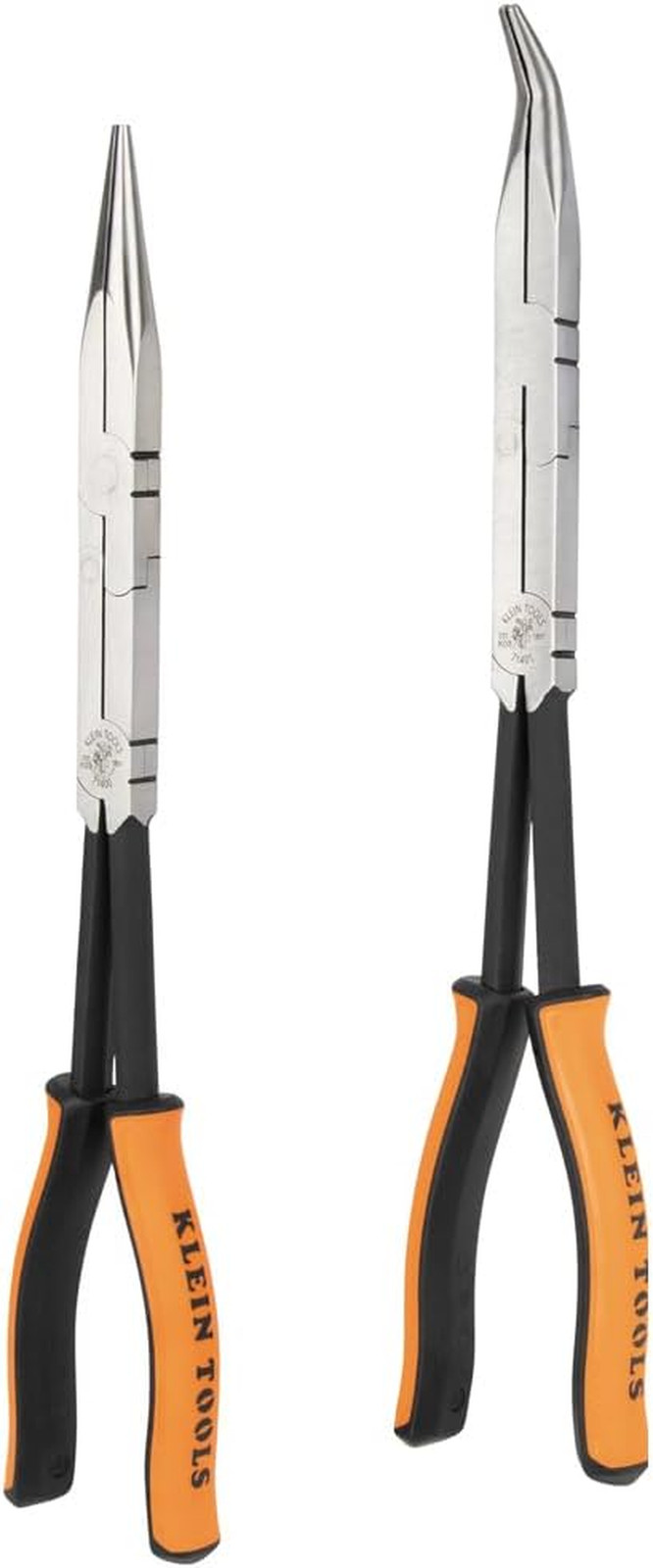 71402 Needle Nose Pliers and Bent Nose Pliers Set, Knurled Jaws, Double Rivet, E