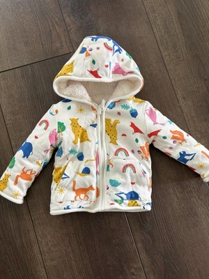 Joules Baby Boy Reversible Hoody Jacket Colorful Animals Soft Fleece 6-9 Mo