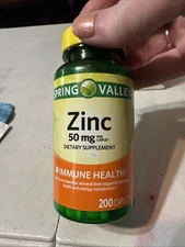 Spring Valley Zinc Caplets Dietary Supplement- 50 Mg- 200 Caplets Exp 8/26
