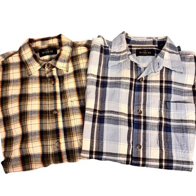 Lot Of 2 RedHead Plaid ButtonUp Shirt Short Sleeve Men L Blue/Tan Cotton Casual