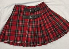 Vintage 80  s Elegant Red Plaid A-Line Skirt