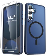 Navy Blue Matte Shockproof Phone Case with Screen Protector for Samsung Galaxy S