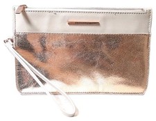 Borsa portafoglio pochette da polso Country Road 100% pelle bovina oro rosa metallizzato
