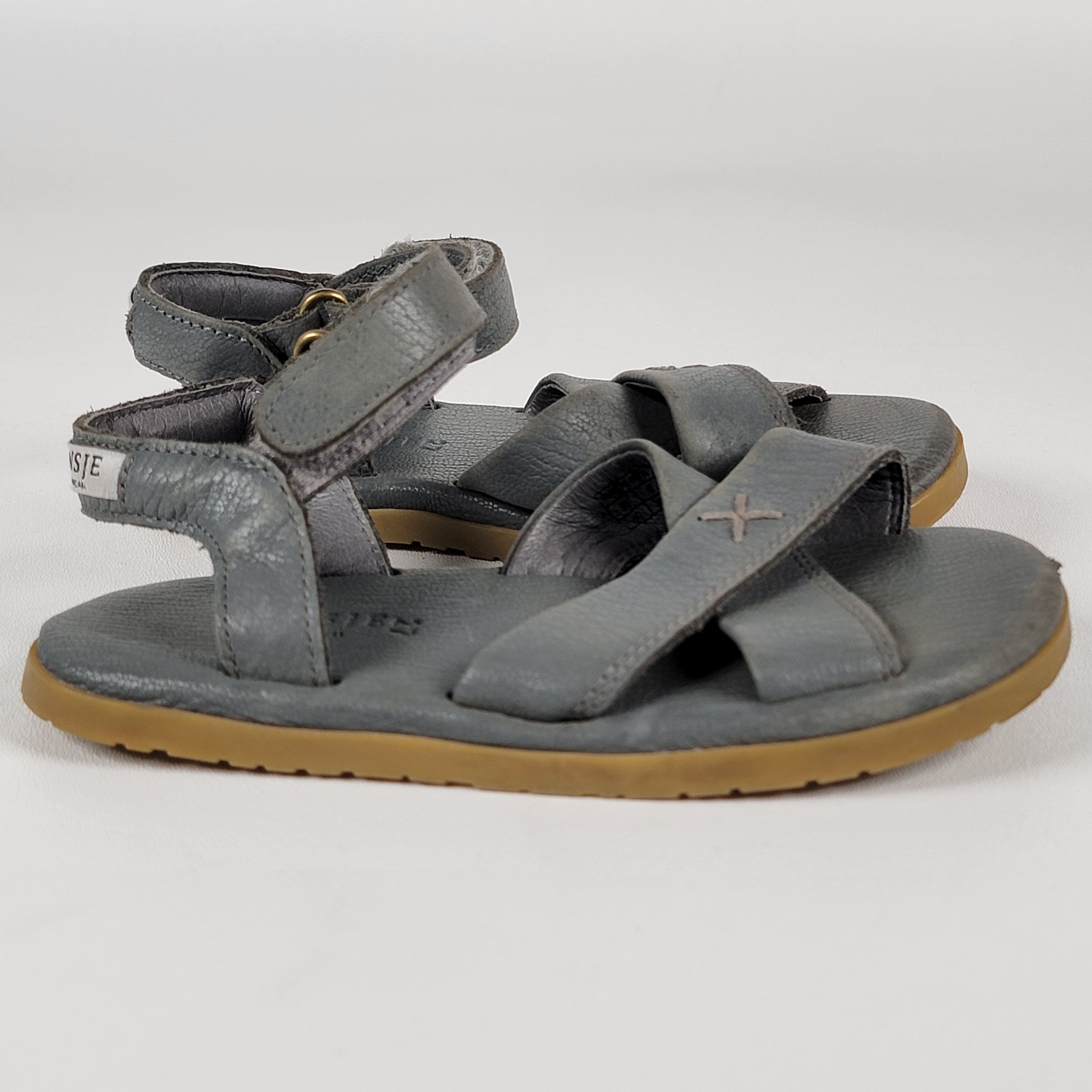 Donsje Amsterdam Tobi Sandals Cognac Classic Leather Gray Kids  Size 27/10