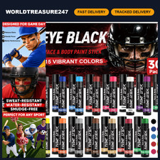 30P Eye Black Sticks - 15 Colors Anti-Glare Face Paint for Sports Events