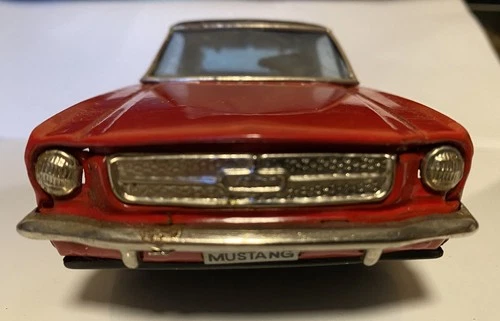 Vintage Red Ford Mustang Battery Operated Tin Toy Made in Japan (Bandai?)