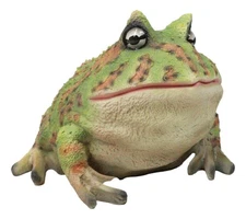 Amphibian Wildlife Realistic Green Bullfrog Frog In Stoic Posture Figurine 7"L