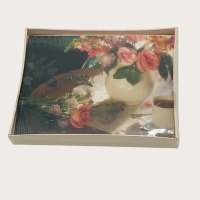 Hallmark 8 Notes and Envelopes Blank Inside Rose Floral Tea Design