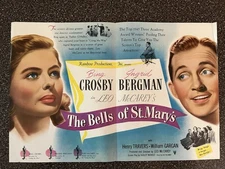 The Bells of St. Mary's 1945 Original Double-Sided Print Ad Bing Crosby Bergman
