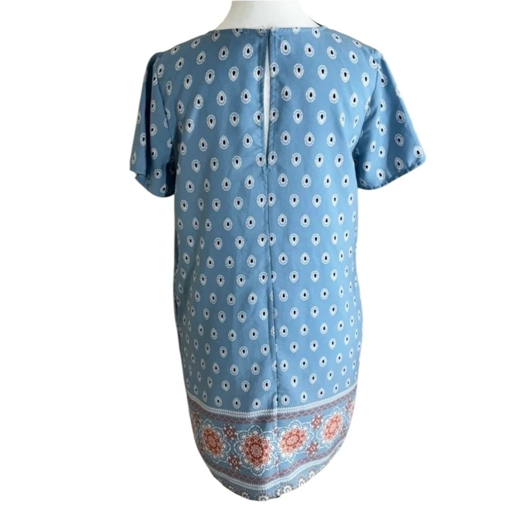 UNDERCOVER Abito a tubino Lulus Secret Paradise blu stampa S boho viaggio vacanze resort