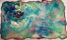 Dolphin  Crystal Tray  5 Coasters  Detached Handles; New Handcrafted Acrylic