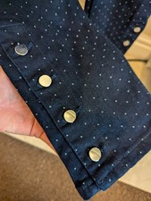 M&S Polka Dot Jeans 14 Womens Short Indigo Blue Skinny Stretch Denim jogging vgc