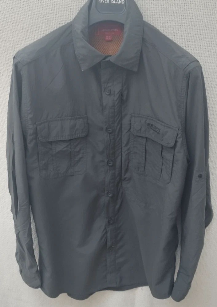 Chemise Bear Grylls Craghoppers Homme – 2XL Grise – Custom Peinture éclaboussures – Unique