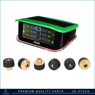 Green RV Tire Pressure Sensor 1PC TPMS Solar Monitor 6PC Sensors w/Alarm Modes