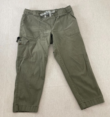 Levi's Strauss Signature Utility Cargo Pants Women 31 Olive Green Crop Stretch