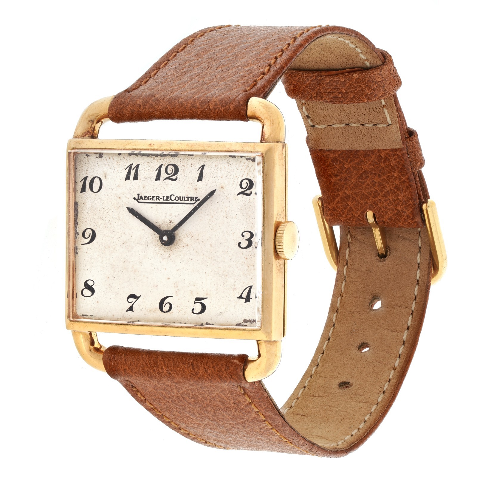 Jumbo men's HERMES Étrier 18K Gold made by Jaeger LeCoultre, Circa 1950s, w. box image 3