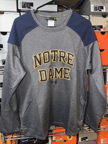 Men's L đŸ”¥Notre Dame Under Armour Sweater Crewneck Coldgear Pullover on-field - Picture 1 of 6