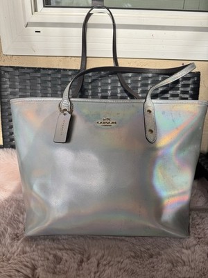 Coach Hologram Iridiscent Silver Oil Slick City Tote Anniversary 
