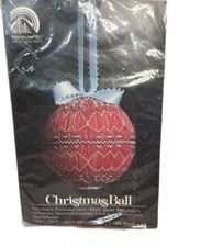 Rainbow Hill Smocking Red Christmas Ball Ornament Craft Kit 3 Inch 1980