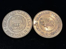 CRABTREE CARWASH TOKENS $1.00 - ROCKFORD, IL - LOT OF TWO