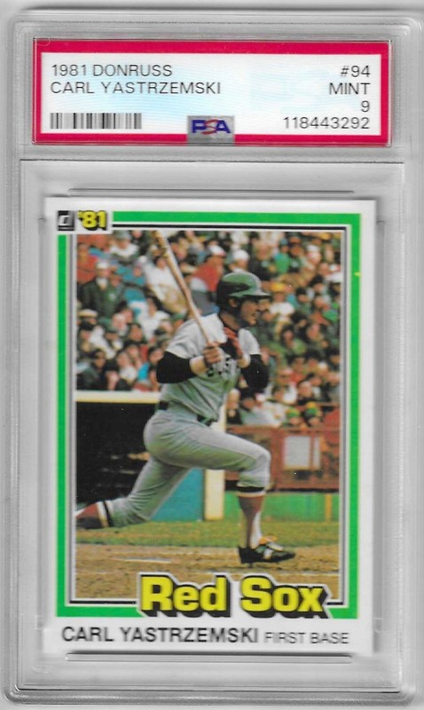 1981 Donruss Carl Yastrzemski #94 PSA 9 Mint Graded Baseball Card.