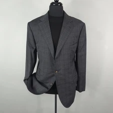 Kashiyama Blazer Mens 43 Gray Check Loro Piana Zelander Suit Jacket 3 Button