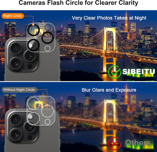 3 Pack Screen Protector for Iphone 13 with 3 Pack Camera Lens Tempered Glass Pro - Picture 6 of 7