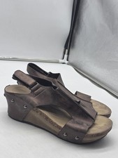 Pierre Dumas Kids Sandals Girls Size 4 Bronze Wedge Slingback Zip Chic 20824